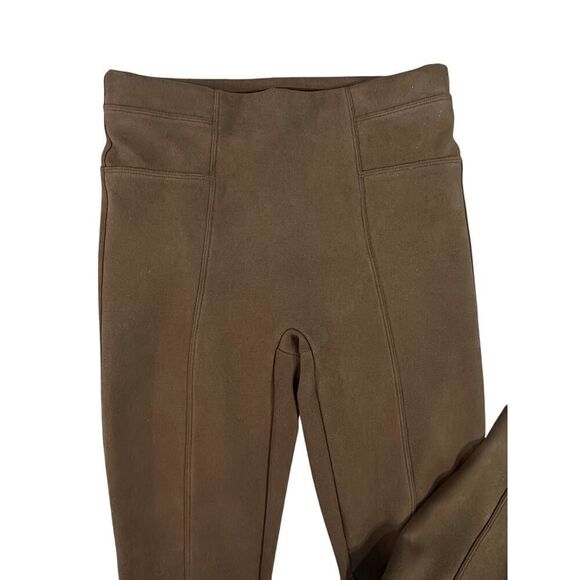 Spanx Size Medium Rich Caramel Brown Faux Suede Stretch Pant Shapewear Leggings - Picture 12 of 16